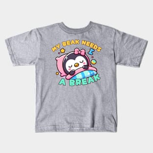 Tired penguin Kids T-Shirt